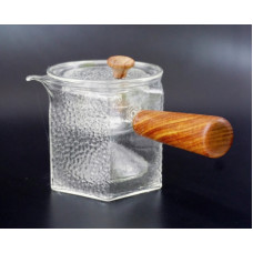 Чайник со стеклянным ситом + деревянная ручка (500ml) термостекло