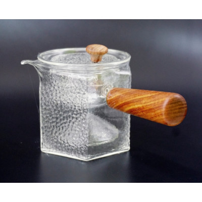 Чайник зі скляним ситом + дерев'яна ручка (500ml) термоскло